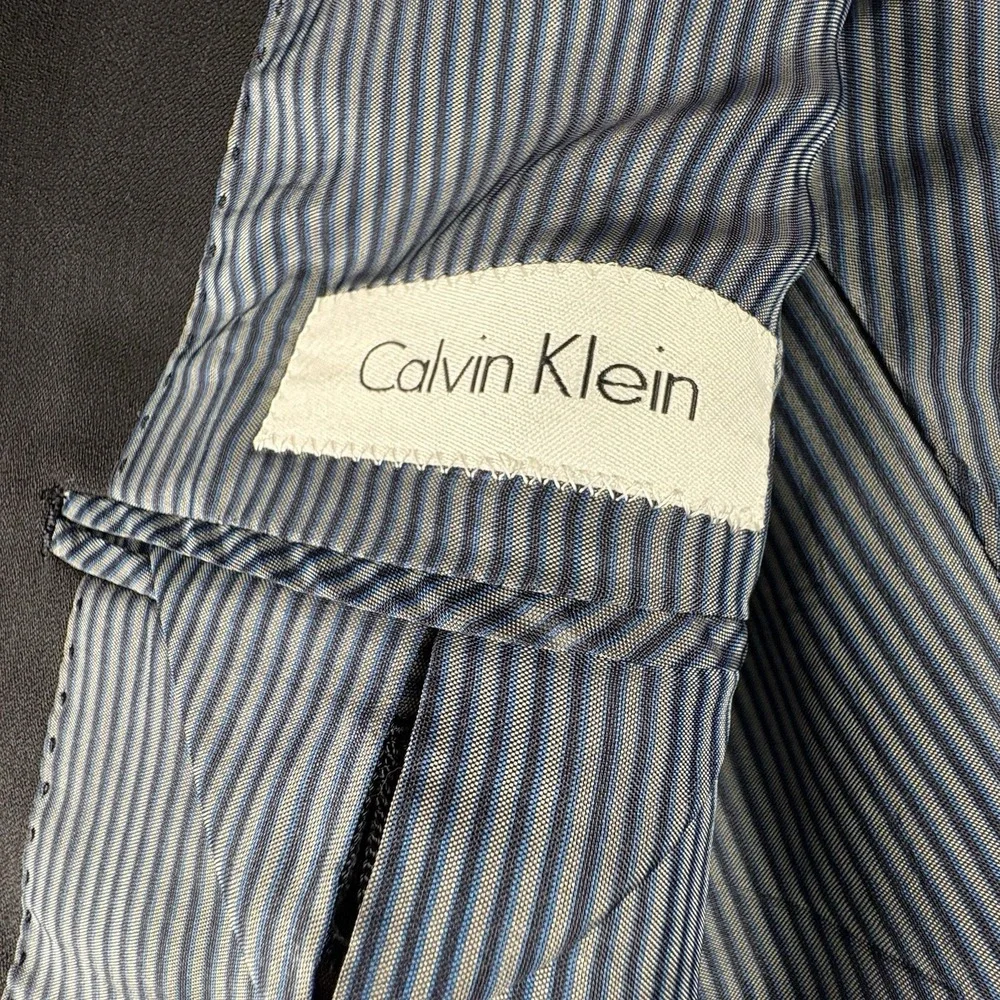 Calvin Klein Sport Coat Mens 44L Navy Wool Preppy Old Money Quiet Luxury, Office